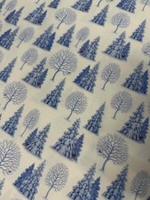 Tomten's Village Trees on White - Lewis  Irene Cotton Fabric Christmas