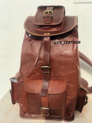 20'' Men New Model Genuine Leather Back Pack Rucksack Travel Bag Women's Bag
