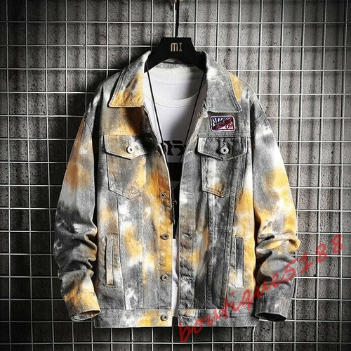 Mens Oversize Casual Denim Jacket Tie 