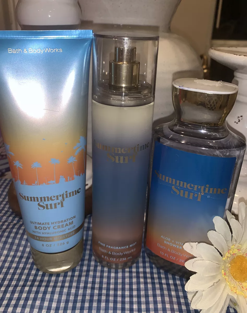  Bath & Body Works – Summertime Surf - 3 pc Bundle - Fine  Fragrance Mist, Ultimate Hydration Body Cream and Shower Gel - Winter 2021