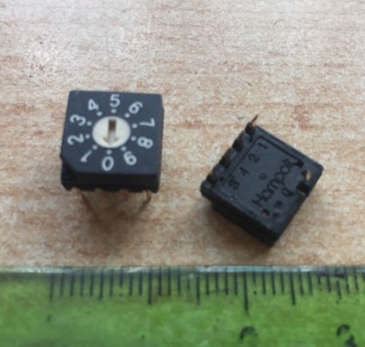 2 x Miniatur Leiterplatte binär codiert Drehschalter vergoldete Kontakte Z2054 