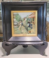 Mario Maresca artista italiano 1877-1959 olio su porcellana scena di strada Parigi