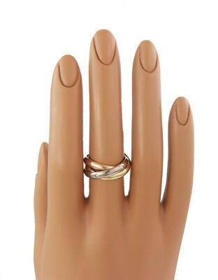 Cartier Trinity Diamond 18k Gold 3.5mm 3 Band Ring Size 52 US-6