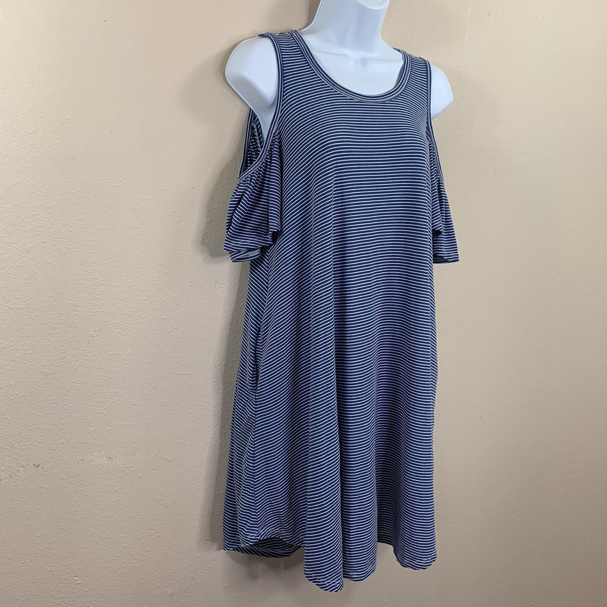 Small Altar'd State Blue White Striped Dress A Line Stretch Cold Shoulder |  eBay