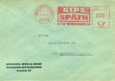 91438 Bad Windsheim Brief der Gipswerke Späth & Sohn nach Marktredwitz 1963