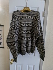 Vintage Generra Collection Geometric Crew Neck Knit Sweater size L