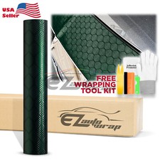 Honeycomb Carbon Fiber Satin Midnight Green Hex Sticker Decal Vinyl Wrap Sheet