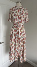 SEZANE PARIS FLORAL BELTED BUTTON DOWN SHORT SLEEVE MIDI SHIRT DRESS SIZE 38/6
