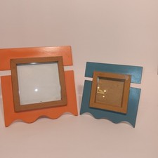 Lot Of 2 Photo Frames, Pink  Blue 5"  5"  7"  6.5" Baby Shower Square Picture