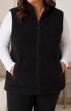 TU Womens Black Borg Gilet Body Warmer Size L 16/18 Zip Fleece Teddy BNWT