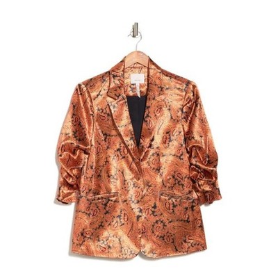 CINQ À SEPT Kylie Paisley 3/4 Sleeve Satin Blazer Size 2