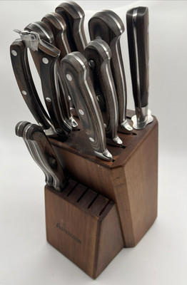 Astercook Wooden Handle Knife Set W/Block & Scissors (please read description)