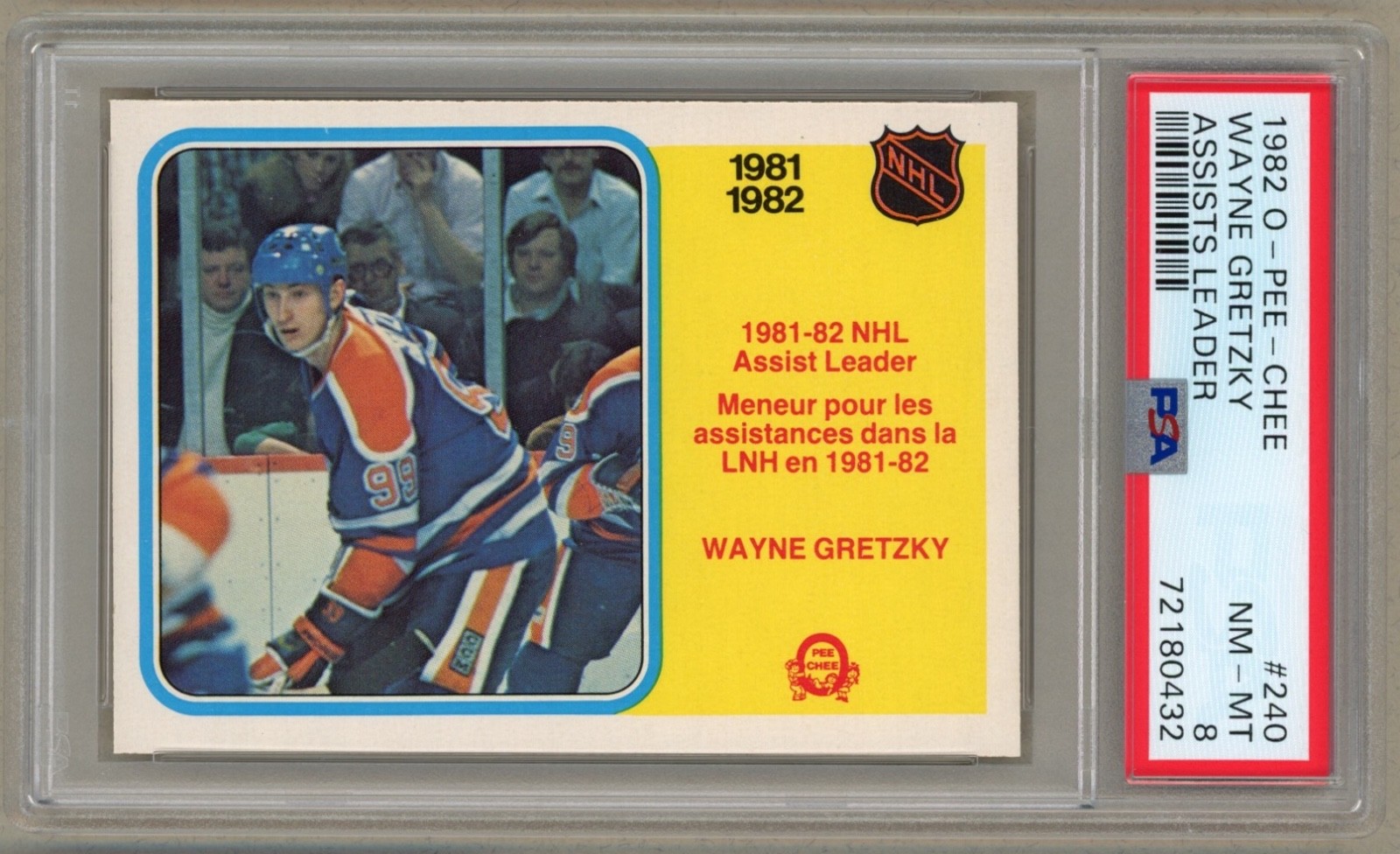 1982 O-Pee-Chee #242 Wayne Gretzky Assist Leader NM-MT PSA 8