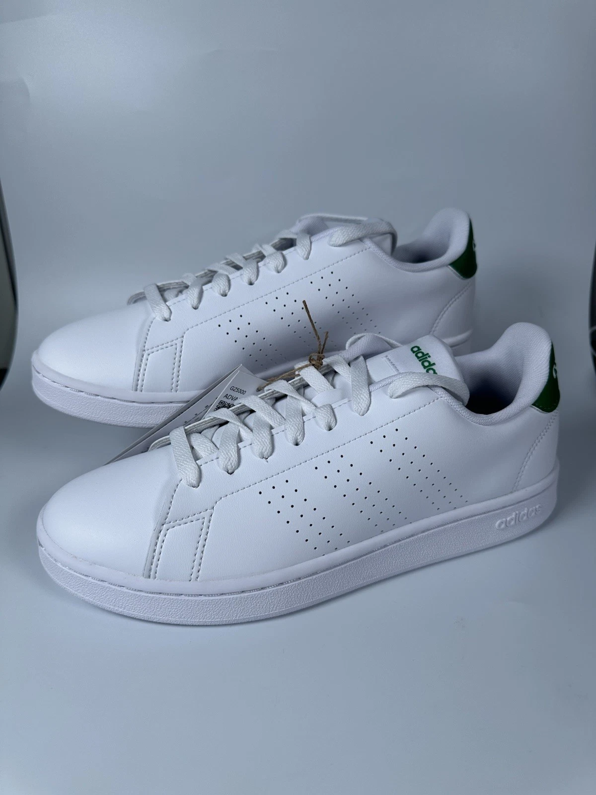 Scarpe Adidas Uomo Advantage Bianco Verde Sneakers Corte Taglia UK 7