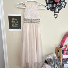 Speechless Kids Light Pink Lace Dress Size 8 Formal Flower Girl Occasion