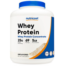 Nutricost Whey Protein Powder, Unflavored, 5 lb, Whey Concentrate 15.50 per gallon