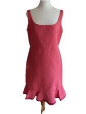 Red Valentino Evening Party Dress Pink Salmon Taffeta A Line + Raffles Size 8