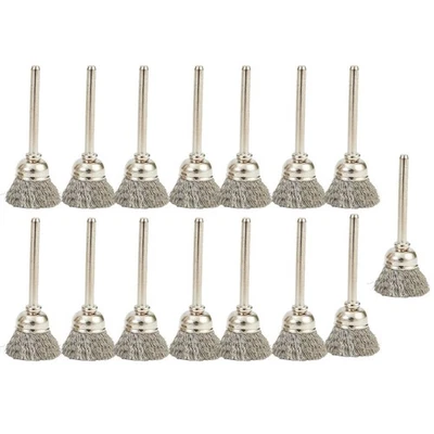NOT SPECIFIED Lot de 15 brosses à roues en acier inoxydable taille 15 mm métal nettoyage