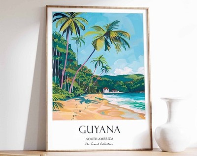 5_Guyana Reiseposter, Guyana Druck, Südamerika Reisekunst, Blumenposter, S