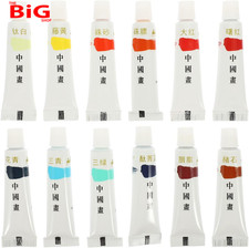 Chinese Painting Pigment Set 12 Colors 5Ml Each, Portable Traditional Ink Waterc
