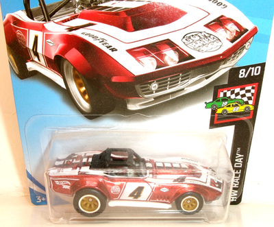 2019 HOT WHEELS HW RACE DAY 8/10 RED '69 CORVETTE RACER SUPER