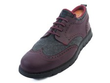 Angel Infantes Burgundy and Grey Wool Derby Shoes 34514