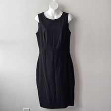 Ann Taylor Black Sheath Dress Size 8T (Tall) Sleeveless Work Career Back Zipper