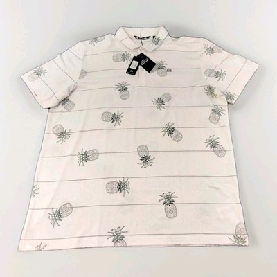 Travis Mathew Shirt Mens 3XL Pineapple Lifestyle Stacked Deck White Polo Golf