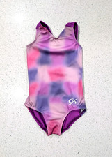 GREAT GK Elite Gymnastics Dance Leotard Extra Small CXS Pink Purple WaterColor