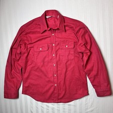Vintage Field Stream Flannel Shirt Mens Large Red Cotton Outdoor Chamois USA