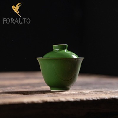 Ceramics Vintage Gaiwan Teacup 150ml 5.1oz Retro Green Kungfu Tea Set Tea Bowl