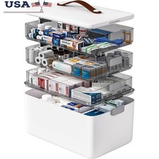 Plastic Medicine Storage Organizer Box W/ Multi-Functional Divider First Aid New