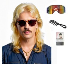 Mullet Wig Joe Dirt Emo 80s Male Halloween Costumes Light Blonde for Men