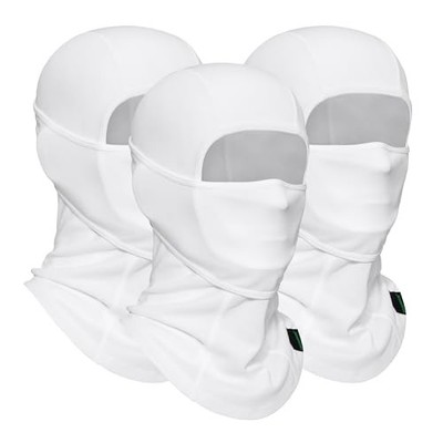 Balaclava Ski Mask 3 Pieces Full Face Cover One Size-Medium White+white+white