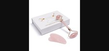 Rose Quartz Facial Roller Gua Sha Set Anti Aging Massage Tool Pink
