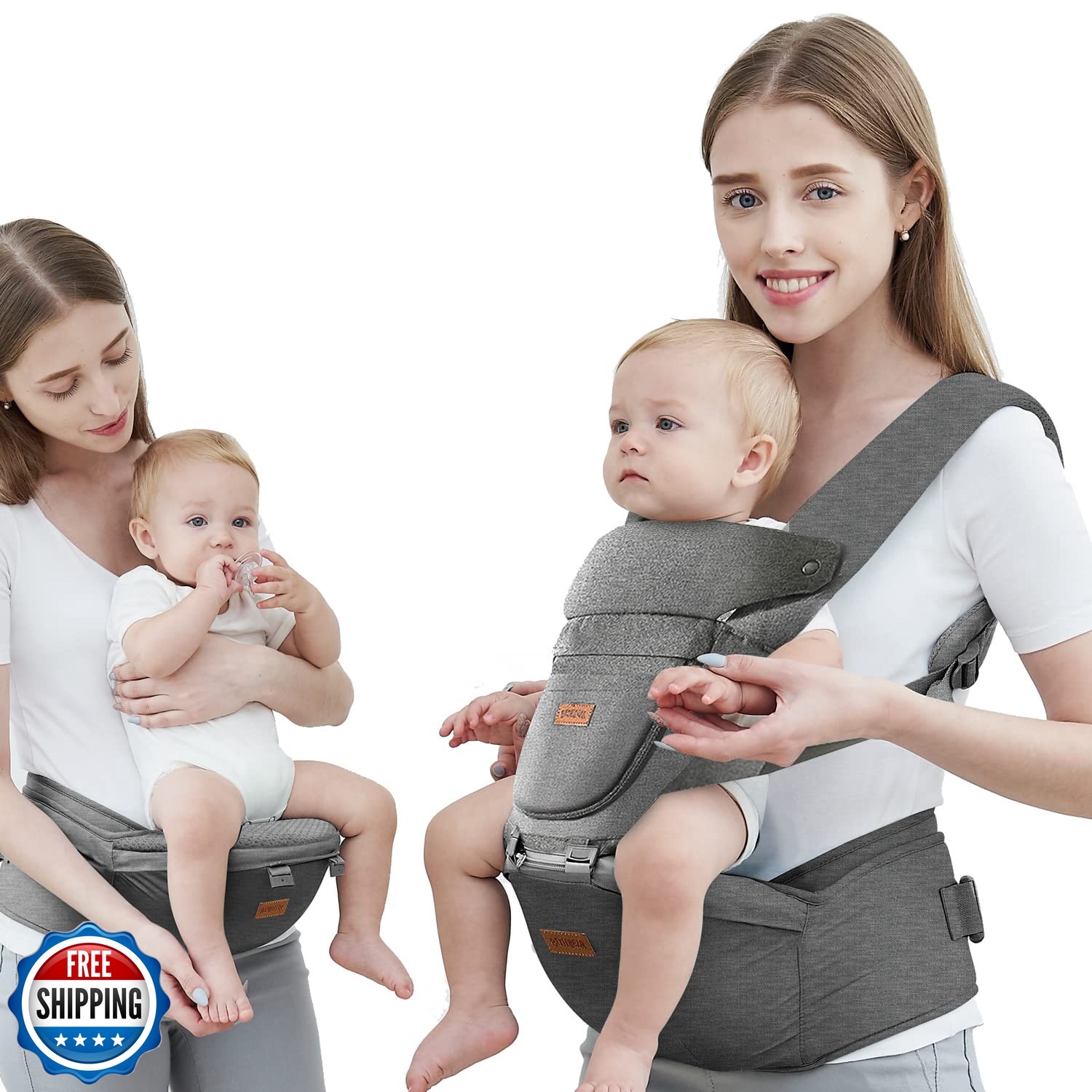 Baby Carrier with Hip Seat, Baby Carrier Newborn to Toddler, 6-in-1 Ways to C...-image