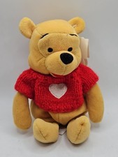 Winnie The Pooh Bean Bag Beanie Plush 8" Red Sweater Heart Valentine's Day