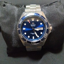 Orient Ray2 Automatic Diver Watch Timepiece Navy Silver Authentic Rare