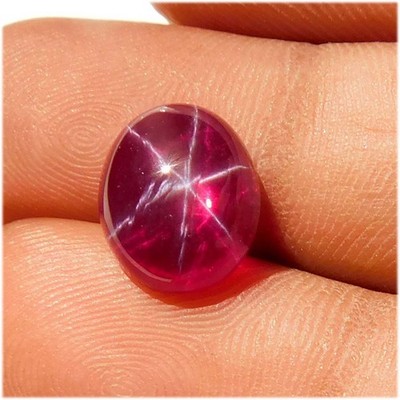 Natural Red Ruby Star 6 Rays Oval Cabochon Loose Gemstone 05.10Cts.