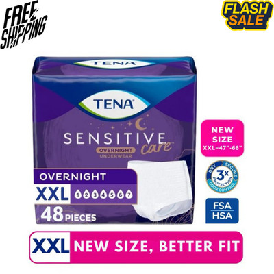 TENA Sensitive Care Overnight Underwear Women XXL 48 Count