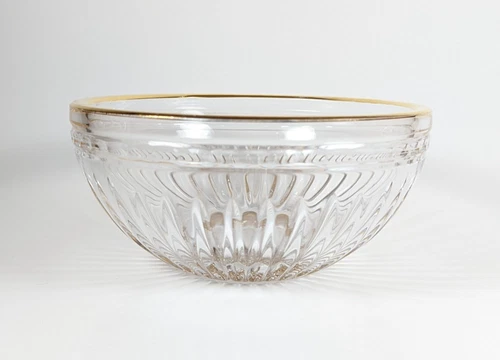 Vtg 1991 Waterford Crystal Bowl Marquis Hanover Gold Rim Bottom Etched 5.5"