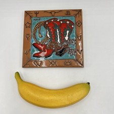 Earthtones Art Tile The Western Man Ceramic Cowboy Boots 6" x 6" Made In USA