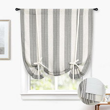 Chris Double Layer Linen Blackout Tie up Curtains Thermal Insulated Fully Lined