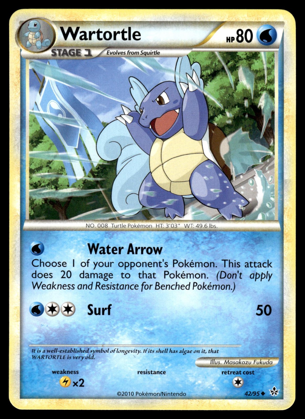 Wartortle 42/95 Uncommon HGSS Unleashed Pokemon LP