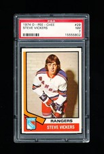 1974 OPC HOCKEY 29 STEVE VICKERS PSA 7 NEAR MINT