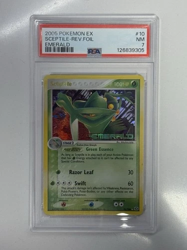 Pokemon Sceptile 10/106 Emerald Reverse Holo Stamp PSA 7