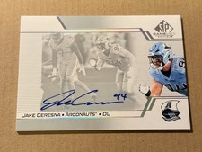 Jake Ceresna 2025 Upper Deck CFL Game Used Autograph Toronto Argonauts