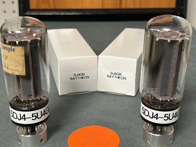 Pair of Raytheon 5U4GB / 5DJ4 Rectifier Tubes - Engineering Samples - See Pics