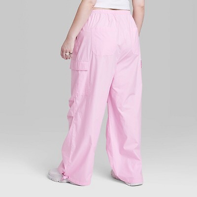 Women's Low-Rise Parachute Cargo Pants - Wild Fable Light Pink XXL