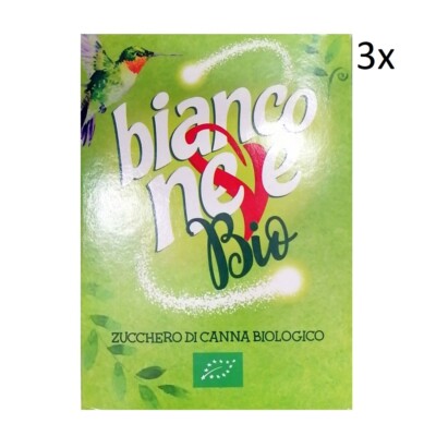 3x Bianco Neve Bio Zucchero di canna biologico Bio brauner Zucker 500g Süßstoff